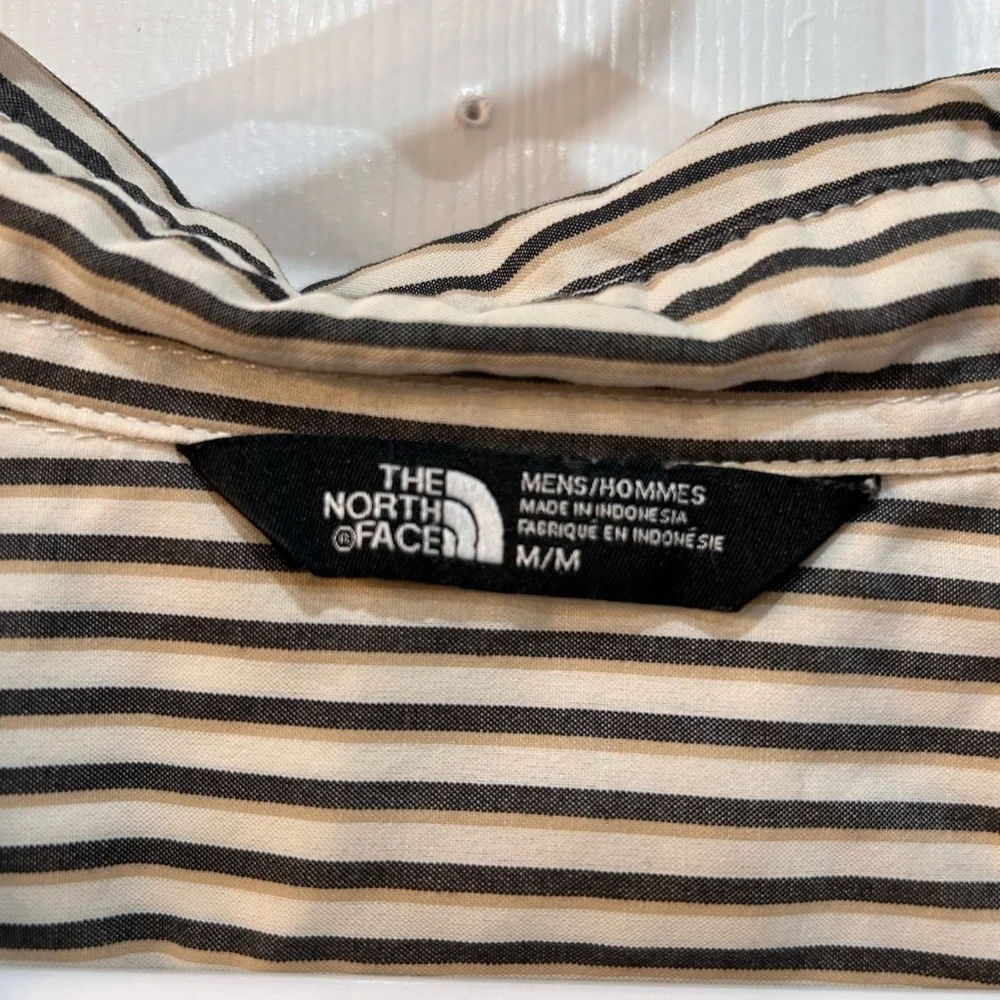 HE‎ NORTH FACE Striped Short Sleeve Shirt Men's Sz M Snap Button Outdoors Retro